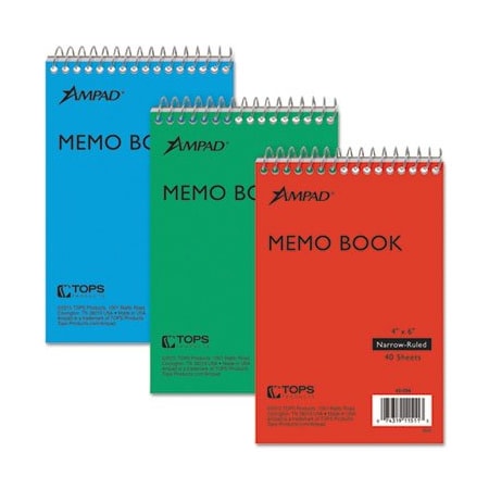 Ampad/ Of Amercn Pd&Ppr Ampad, MEMO BOOKS, NARROW RULE, 6 X 4, WHITE, 3PK 45094